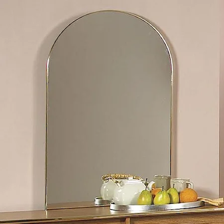 Contemporary Curved Crown Brass Edged Vertical Dresser Mirror